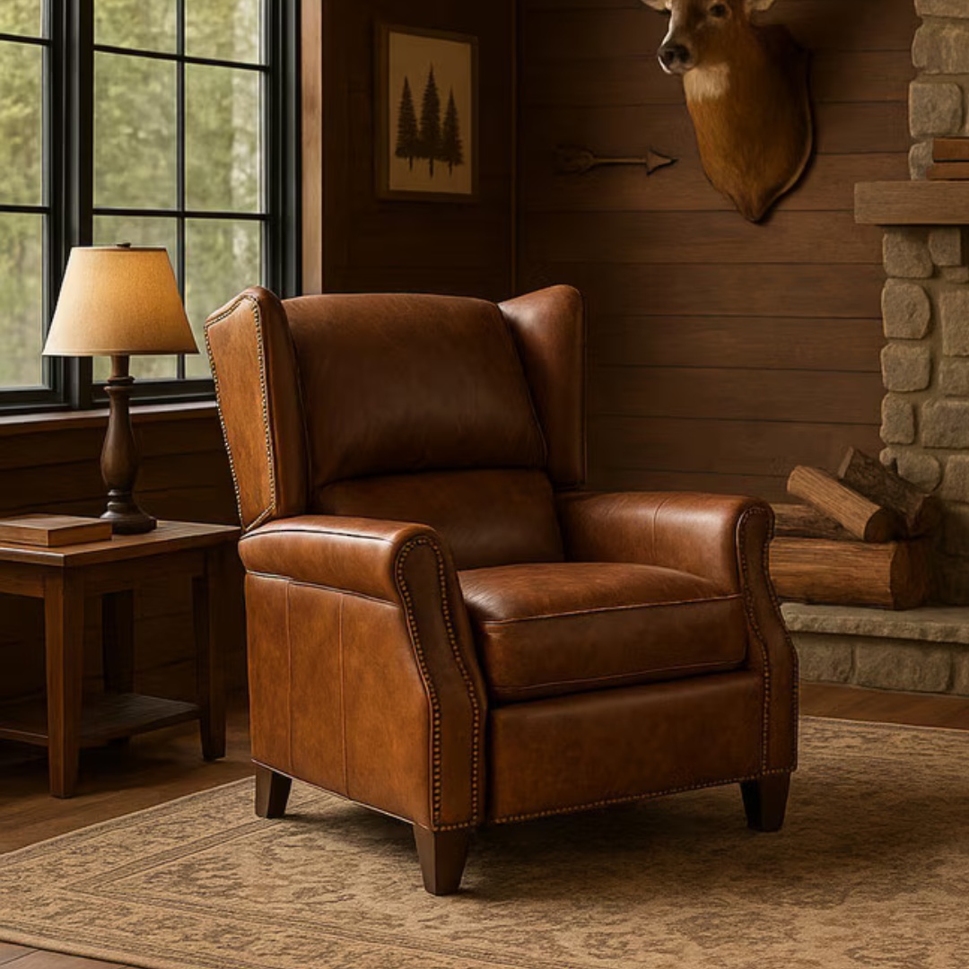 Stratford Top Grain Leather Recliner Chair - Vintage Cigar image 10